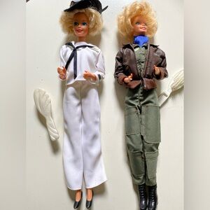 Vintage Air Force and Navy Barbie with accessories